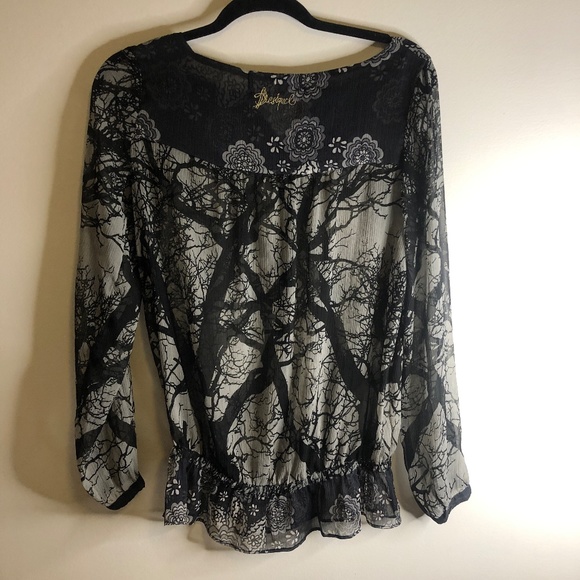 Desigual flowy long sleeve shirt size XS - Picture 4 of 4